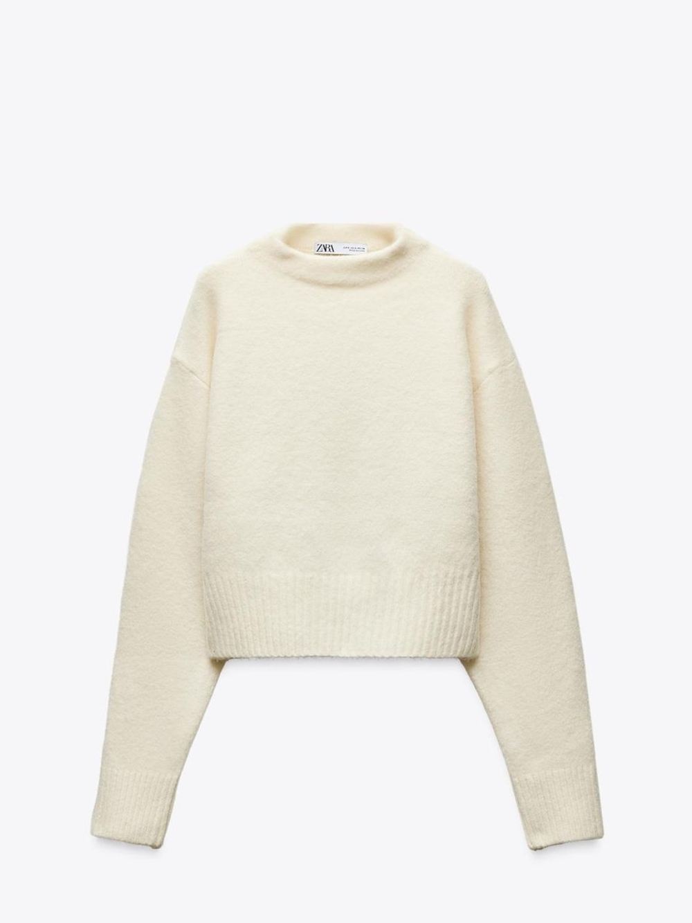 ZARA Cream Mock Neck Knit Sweater
